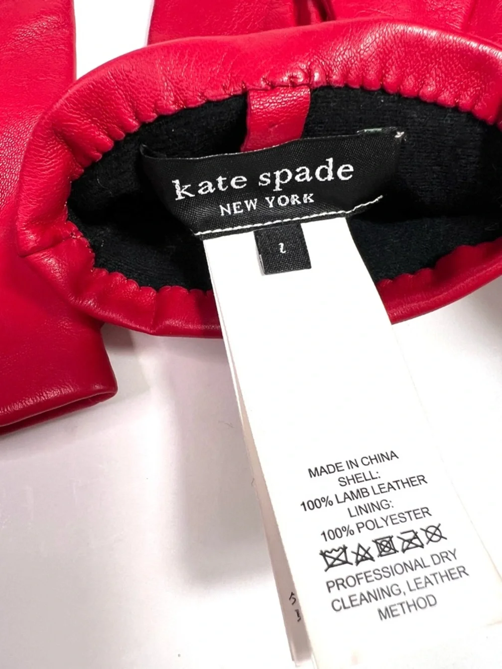 Kate Spade Leather Flower Buckle Tech Gloves Red Size Large - Picture 4 of 10